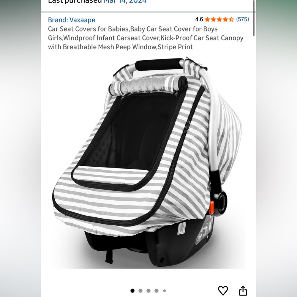 Striped Baby Car Seat Cover with Mesh Window